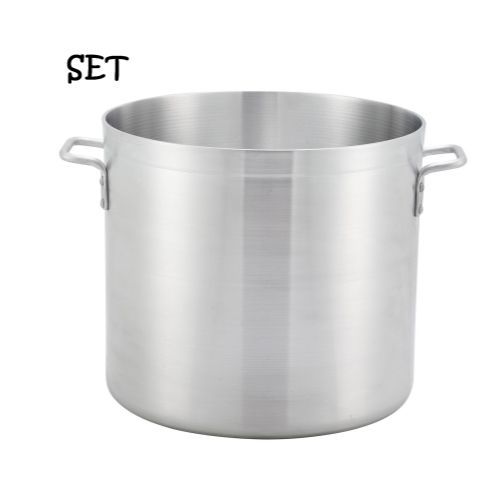 Winco Stock Pot 32 qt with Steamer Basket and Cover Aluminum Cookware Set