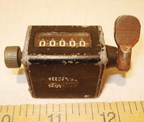 Vintage Veeder Number Counter 5 Numbers Lever and reset Works Smooth