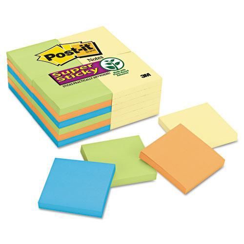 NEW 3M 654-24SSCYN Office Pack, 3 x 3, Four Colors, 24 90-Sheet Pads/Pack