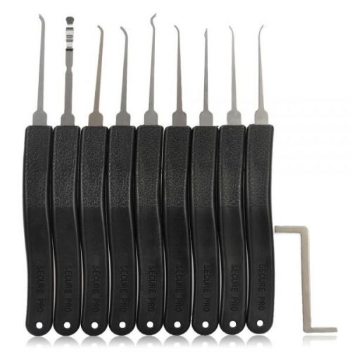9pcs klom stainless steel lock pick kits hook pick set for lockpicking black for sale