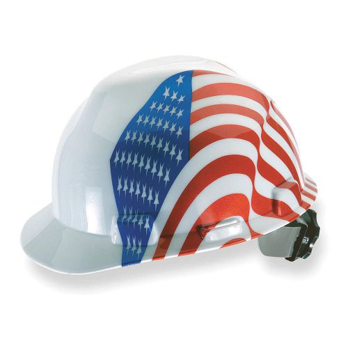 Hard hat, frtbrm, slttd, 4rtcht, dual usflag 10050611 for sale