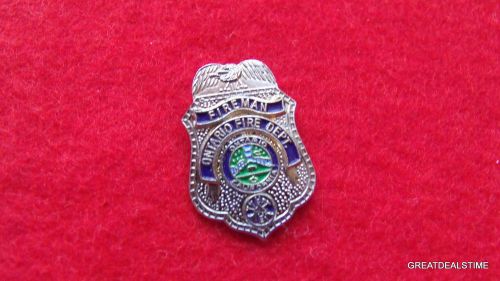Ontario ca,fire dept badge,fireman mini lapel pin,silver eagle,department shield for sale