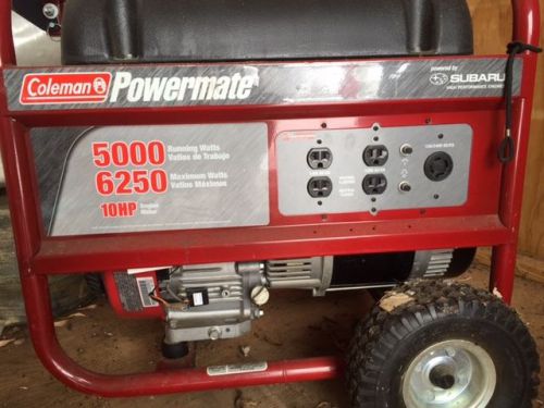 Coleman powermate 5000 watt generator w/ subaru engine used 2x pm0435005 indy for sale