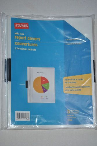 Staples-White-Poly-Side-Lock-Set-of-5-Report-Covers-Letter Size-Model 20592 NEW
