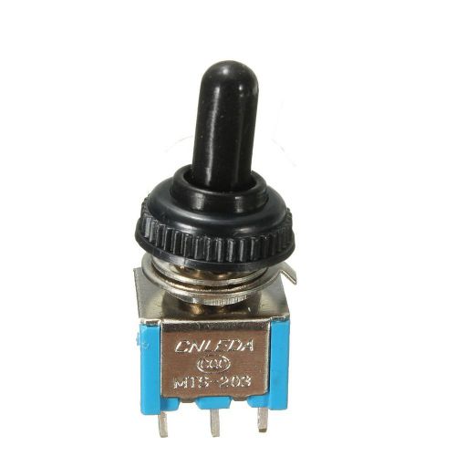 5x Dpdt ON/OFF/ON 6 Pins MiniI Toggle Switch W/ Black Rubber Cap Waterproof Blue