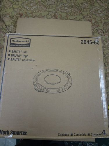 BOX of (4) RUBBERMAID 2645-60 BRUTE 44 gal.Trash Can LIDS, NEW, GRAY, 24-1/2&#034;
