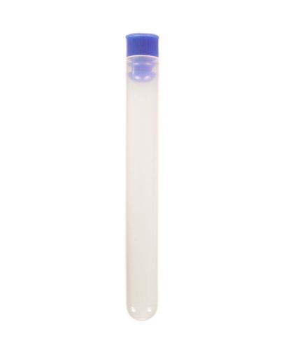 1000 pack, 13 x 100 mm, translucent clear plastic test tube with blue caps for sale