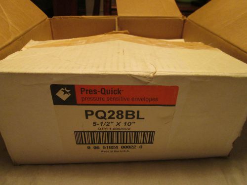 Box of 600+ Pres Quick PQ28BL Pressure Sensitive Envelopes 5 1/2&#034; x 10&#034; New