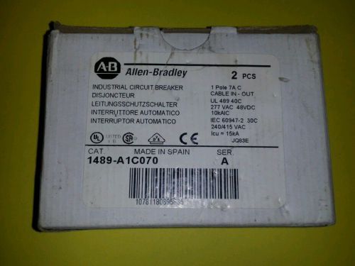 *NEW* ALLEN BRADLEY CIRCUIT BREAKER 1489-A1C070 7 Amp Single Pole Box of 2 pcs.