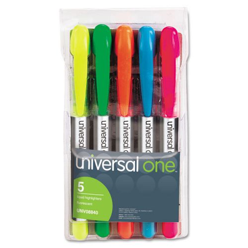 Liquid pen style highlighter, chisel tip, 5/set for sale