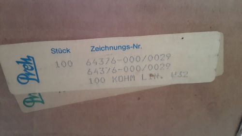 Preh Potentiometer 100KOHM  Linear  type 64376 made in Germany