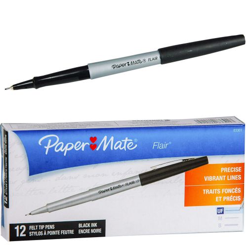 PaperMate Ultra Fine Flair 83301, Black Ink, Box of 12