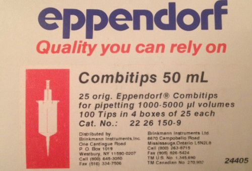 Eppendorf 2226150-9, combitips 50ml 25 orig.  for pipating 1000-5000ul for sale