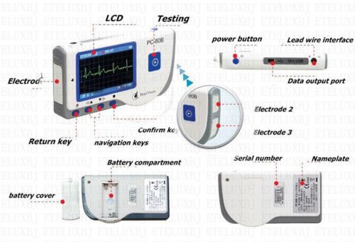 FDA CE Portable Handheld Electrocardiogram ECG EKG Heart Monitor+USB