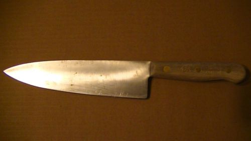 VINTAGE CHICAGO CUTLERY 8&#034; CHEFS KNIFE 42S WALNUT HANDLE MADE IN USA