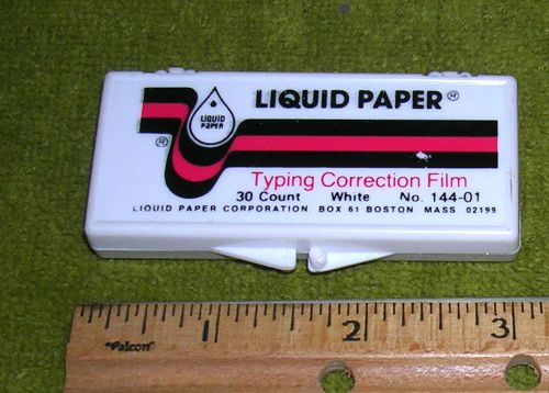 Liquid paper correction typing film 19 sheets. no. 144-01. plastic case. for sale