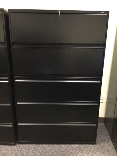 Hon 5-Drawer File Cabinet, 66&#034; H X 42&#034; W X 19&#034; Deep - Black, W/Key