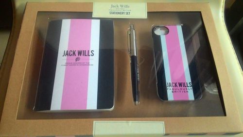 Jack Wills Stationery Gift Set Notebook Ballpoint Pen Phone Case for iPhone 5