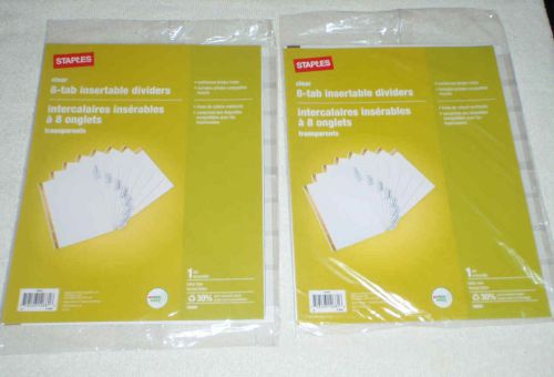Insertable Tab Dividers, Plastic, 8-Tabs   new in pkg. Staples (2 sets)
