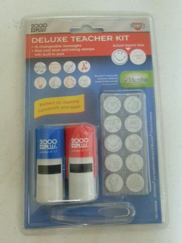 OfficeMax Pre Inked TEACHER Deluxe Stamps 10 interchangeable 2 colors