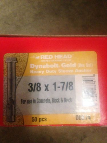 Red Head DynaBolt  3/8&#034; x 1 7/8 Concrete Sleeve Anchors  Lot of 50