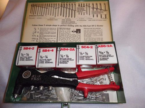 VINTAGE MARSON RIVETER MODEL HP2 WITH ASSORTED RIVETS USA KIT NO. 200