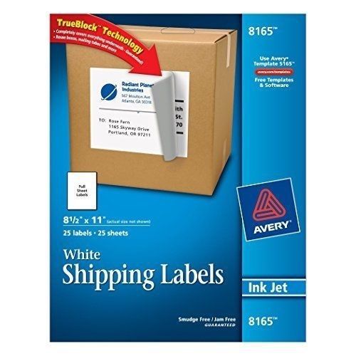 Avery white full-sheet labels for inkjet printers, ...new item free usa shipping for sale
