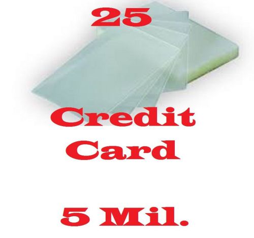 25 credit card laminating laminator, pouch sheets  5 mil. 2-1/8 x 3-3/8 for sale
