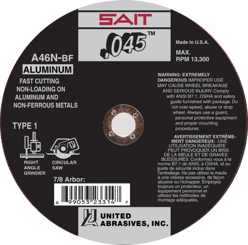Lot of 25 sait cutting wheel 4-1/2 x .045 x 7/8 a46n-bf for aluminum for sale