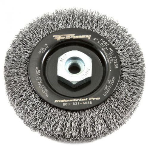 Wire Wheel Brush, 4&#034;-By-.012&#034;, Industrial Pro Crimped Forney 72235 032277423008