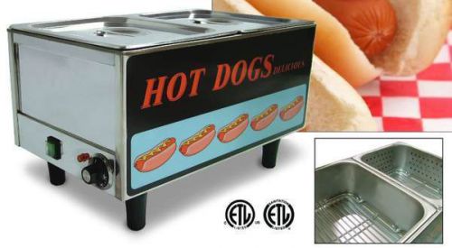 Omcan fw-tw-3050 table top commercial 50 hot dog steamer &amp; 30 bun warmer new! for sale