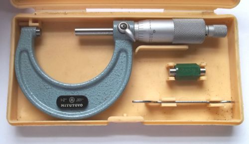 Mitutoyo No. 103-178 1-2&#034; .001 Micrometers Lock-Ratchet Stop-Carbide Tips