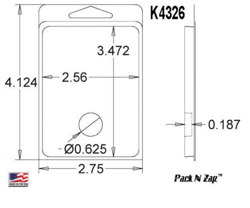 K4326: 975 - 4&#034;H x 3&#034;W x 0.185&#034;D Clamshell Packaging Clear Plastic Blister Pack