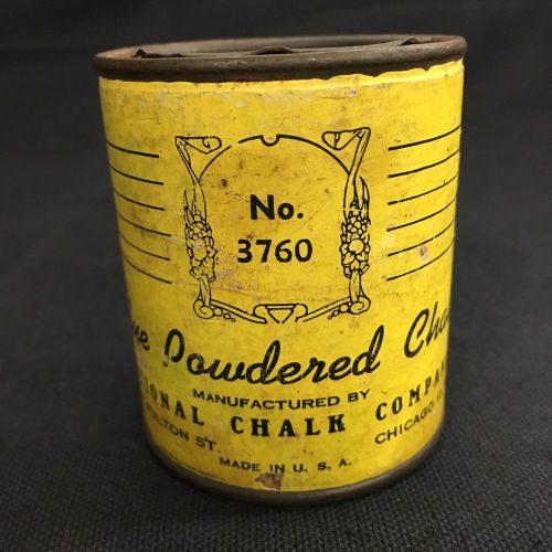 Vintage Antique National Chalk Company Blue Powered Chalk Can No. 3760