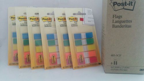 6 Packs Post-it Flags, 683-5CB, 1/2-inch, Assorted Colors, 100 Flags Per Pack