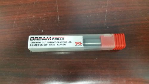 NEW 9.3MM CARBIDE DREAM DRILL WITH COOLANT HOLES DH406093 3XD TiAIN