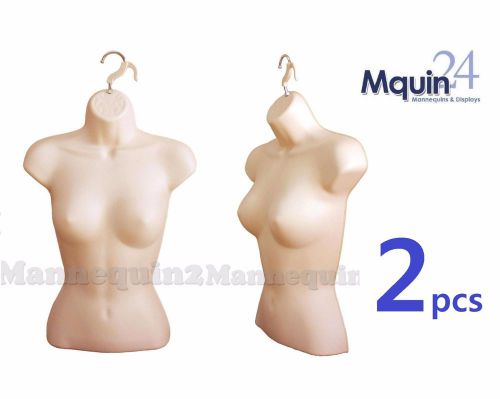 2 pcs of Flesh Female Torso Mannequin Forms w/Hook for Hanging, Woman Clothings