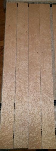 4 flat pieces of Birdseye Maple Raw Wood Veneer each 39 x 3&#034; heavy figure