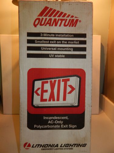 Lithonia Quantum Incandescent AC Exit Sign QMSW3R/G 120 V Top Side Back Mount