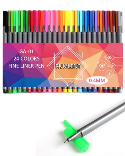 Rumlent GA-01 Pack of 24 Colors Fine Point Fineliner PenColoring Drawing &amp; Ar...