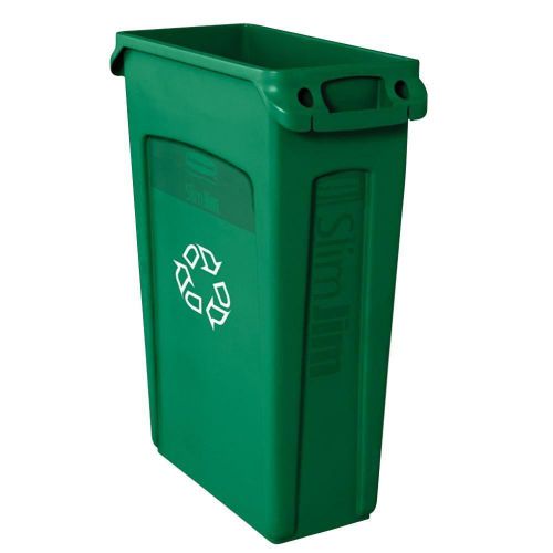 Rubbermaid slim jim 23 gal. green recycling container with venting channels for sale