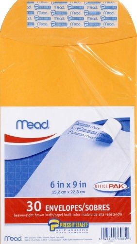 Mead press-it seal-it 6x9 envelopes, office pack 30 count (76084) for sale