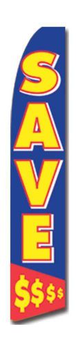SAVE $$$$ BOW BLUE YELLOW FEATHER SWOOPER BUSINESS FLAG BANNER 15&#039;