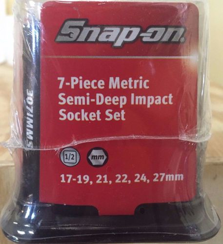 Snap-On 7-Piece Metric Semi-Deep Impact Socket Set (Model 307IMMS) 1/2&#034;Drive NEW