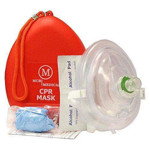 Mcr medical cpr rescue mask, adult/child pocket resuscitator, hard case with for sale