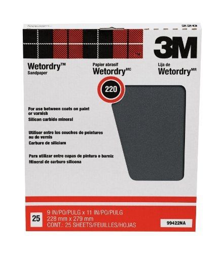 3M Pro-Pak Wetordry Sanding Sheets, 220A-Grit, 9-Inch by 11-Inch