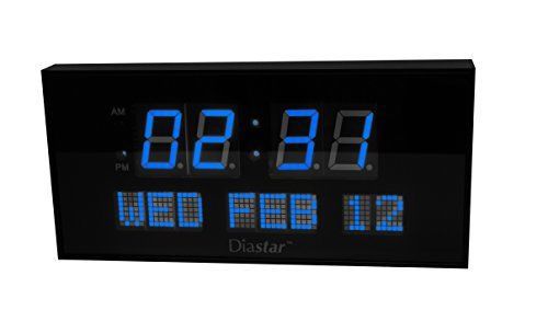 Diastar Large LED Clock with Date- Blue