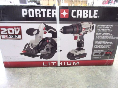 Porter Cable 20v 2-Tool Combo Kit 1/2&#034; Drill &amp; Circular Saw PCCK612L2