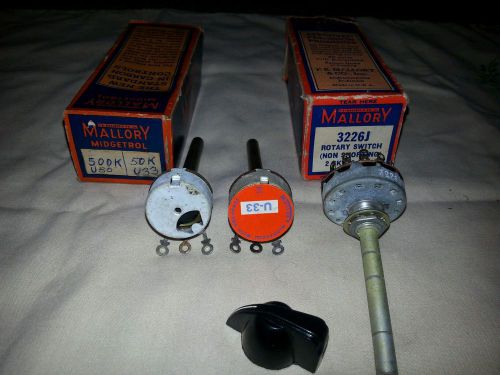 Vintage mallory  potentiometers lot of 3,  3226j / u33./u50.