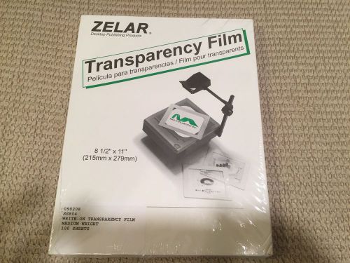 Transparency Film, 100 sheets, Write-on. Zelar Brand 8 1/2 x 11